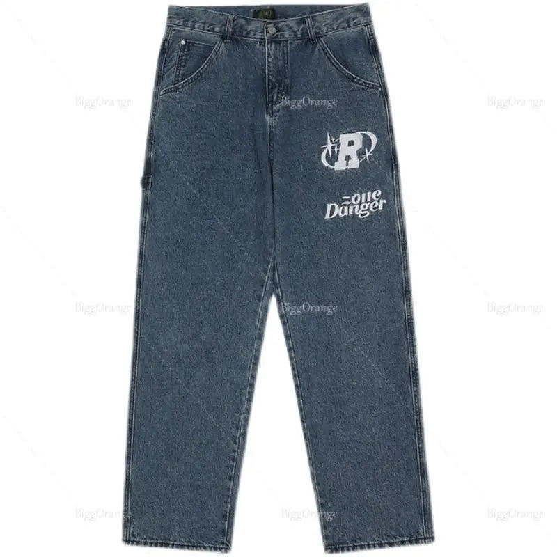 Retro Embroidery Baggy Jeans