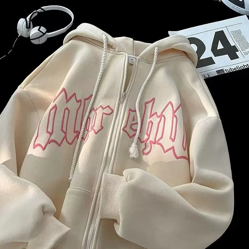 Foam Print Zip-Up Hoodie