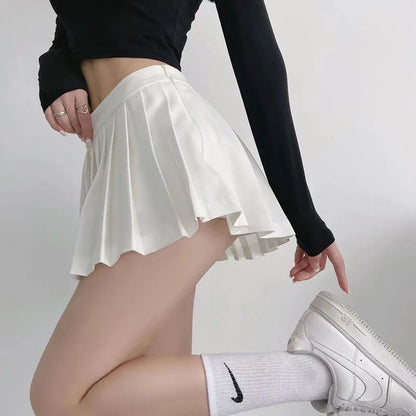 Pleated High-Waist Mini Skirt