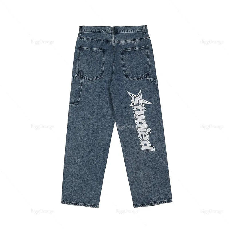 Retro Embroidery Baggy Jeans