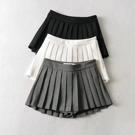 Pleated High-Waist Mini Skirt